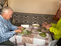 And then we all get our instructions on preparing the various dishes we'll be eating.