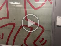 Keith Haring made this drawing just for the elevator.  You can't see it except by moving up or down
