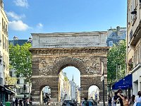 The Porte Saint-Martin (English: St. Martin Gate) is a Parisian monument located at the site of one of the gates of the now-destroyed fortifications of Paris. It is located at the crossing of Rue Saint-Martin, Rue du Faubourg Saint-Martin and the grands boulevards Boulevard Saint-Martin and Boulevard Saint-Denis.