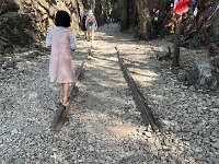 part of the track bed that was cut - by hand - by the thousands of Allied prisoners of war.  A few are still alive and have recorded very moving memories of the horror that they lived, worked, and died through.  We walked the path with headphones and deep in our own thoughts.