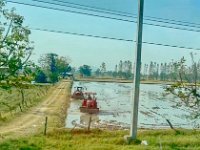 A new day, back on the road seeing rice fields on both sides - note they use 'water tractors' now ...