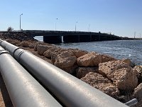 The causeway off the island - the old Roman Road, with pipes bringing fresh water to Djerba
